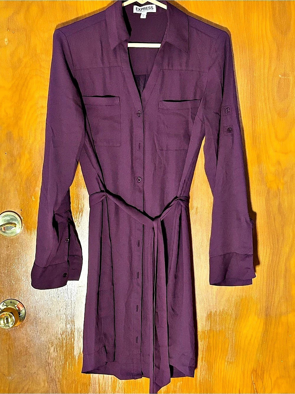 Express The Portofino Shirt Dress Size Small Like New, in Eggplant color